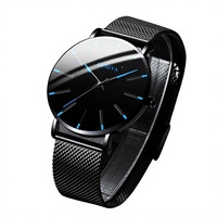 Montre Homme Tendance à Aiguille Bleue, Bracelet Acrylique, Boîtier en Alliage Écologique, Quartz, Style Affaires - Meilleure Vente