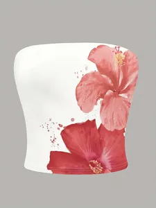 Nouvelle collection printemps-été, veste sans bretelles sexy pour femmes, haut court imprimé - Product Image 3