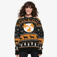 Suéter manga comprida unissex, tricô, de halloween, para mulheres e homens, com gola redonda