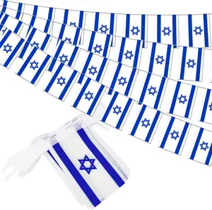 便宜的38面旗帜42英尺小迷你以色列旗帜彩旗以色列串旗三角旗乡村装饰