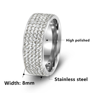 Europe and the United States hot selling jewelry cross-border jewelry 8MM stainless steel plating 5 row drill <b>ring</b> hot selling - Product Image 5