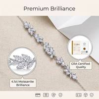 Bracelet Wisteria en Moissanite Certifiée 4.1ct, Argent Sterling S925 Plaqué Or Blanc 18K, Couleur D VVS, Bracelet à Maillons pour Femme, Cadeau