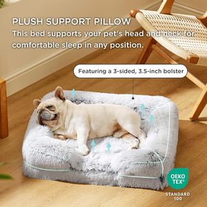 Lit pour chien en cuir véritable personnalisé, chaud, en peluche, durable, avec tapis amovible pour animaux de compagnie, lit pour chat - Product Image 4
