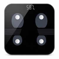 Pèse-personne intelligent Bluetooth pour salle de bain, affichage LED dissimulé, verre trempé, haute précision, moderne, fitness, gym, maison, noir