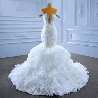 Robe de mariée Mumuleo à paillettes, épaules dénudées, pour mariée 2024, grande taille, volants en cascade, dos corseté