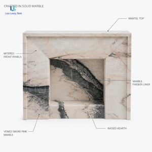 Kit de contour de <span class=keywords><strong>cheminée</strong></span> en <span class=keywords><strong>marbre</strong></span> rose fumé naturel Luca |   <span class=keywords><strong>Cheminée</strong></span> en <span class=keywords><strong>marbre</strong></span> gris noir veiné, à coins mitrés, sur mesure <span class=keywords><strong>pour</strong></span> hôtel et villa - Product Image 3