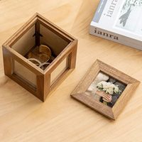 Mini cube photo en bois d'acacia et boîte cadeau souvenir caché