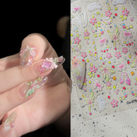 Perlengkapan Kuku 3D/5D DIY Stiker Kuku Bunga Jelly Kupu-kupu Seni Dekorasi Kuku Tidak Beracun Perekat Tempel Sendiri Stiker Kuku Plastik PET