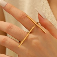 Bague unisexe en acier inoxydable JZ384, style européen et américain, créative, simple, à double ligne géométrique, vente en gros