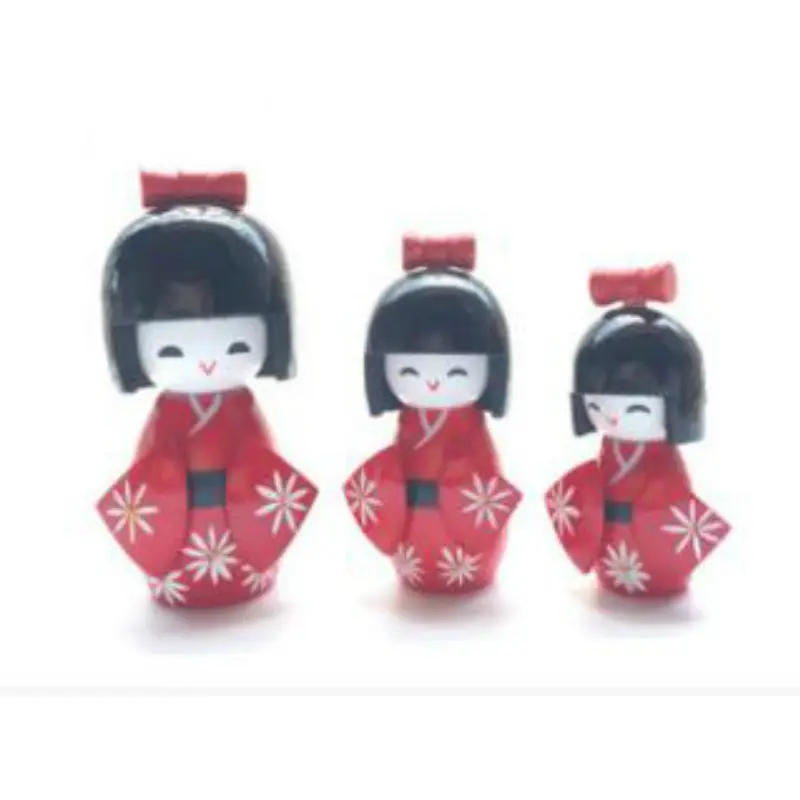 1Pcs Japanese Cute Mini Kimono Girl Decoration Plastic Doll Size 6Cm 