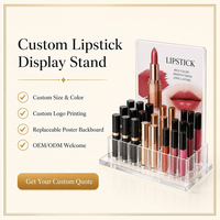 Présentoir personnalisé en acrylique transparent pour rouges à lèvres, support de rangement pour gloss et maquillage, présentoir de comptoir pour cosmétiques, vente en gros