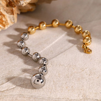 Bracelet classique en acier inoxydable à perles rondes, résistant à l'usure, hypoallergénique, vintage, accessoires de mode unisexes de qualité supérieure