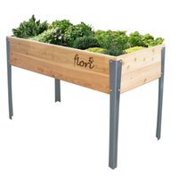 Jardinière carrée surélevée en bois massif pour l'extérieur, pour légumes, herbes et fleurs