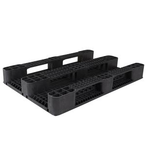 Palé de plástico tamaño europeo con 3 corredores LxWxH 1200x800x145mm Superficie superior perforada Logística Palé de plástico negro - Product Image 2