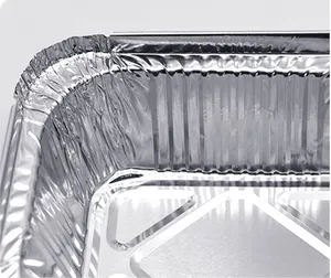 Venta caliente Catering Bandeja Rectangular Contenedores de papel de aluminio Bandeja de aluminio Sartenes con tapas