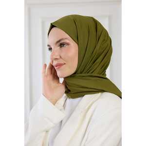 Pañuelo de Cuello de Algodón Puro Color Caqui Liso para Mujer, Bufanda 100% Algodón - Product Image 1