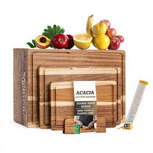 Planches à découper en bois d'acacia, ensemble de planches à découper double face, non toxiques, pour la cuisine, 1,5 cm d'épaisseur, compatibles lave-vaisselle - Product Image 3