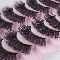 D Curly Faux Mink Wispy Fluffy Effet 3D 10 Paires Pack Boîte À La Main Modèle Bande Russe Faux Cils