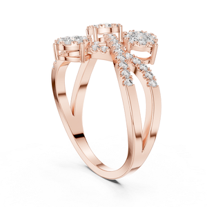 Bague en or rose sertie de diamants, élégante et brillante, pour femme, idéale pour un mariage, une fiançailles, un cadeau et des occasions spéciales - Product Image 1