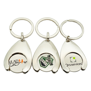 Hot Selling Custom Logo Round Supermarket Metal Shopping Cart Pound Key Chain Keychain <strong>Trolley</strong> <strong>Coin</strong> - Product Image 2