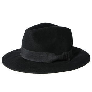Prêt à expédier 100% feutre de laine <span class=keywords><strong>noir</strong></span> Fedora <span class=keywords><strong>chapeau</strong></span> large bord Gentleman Trilby <span class=keywords><strong>Borsalino</strong></span> chapeaux pour les affaires ou la scène de fête - Product Image 2