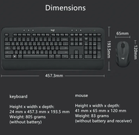 Logitech MK545 Keyboard dan Mouse nirkabel, Kombo ukuran penuh
