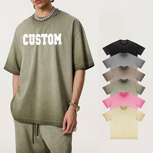 Pour hommes t-shirts coton blanc lourd logo surdimensionné graphique pierre lavé personnalisé minéral Vintage T-Shirt lavage à l'acide t-shirt - Product Image 2