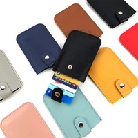 Tempat Kartu Nama Kulit PU Tebal Model Trendy Warna Solid, Logo Dapat Disesuaikan, Desain Dapat Ditumpuk dan Ditarik, Ukuran Besar