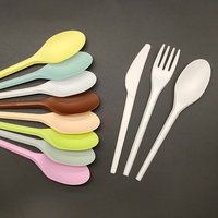 Ensemble de couverts compostables biodégradables CPLA personnalisés, 6,5 pouces, couteau, fourchette, cuillère légers et écologiques pour les restaurants