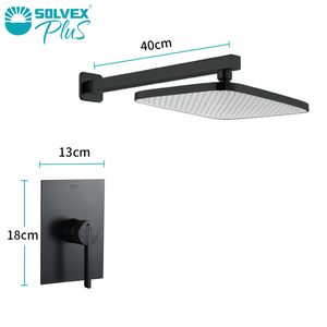Черный душевой набор SOLVEX с 12 "x 8" АБС квадратная душевая головка 40 см нержавеющая панель ограниченная по времени скидка для отелей - Product Image 2