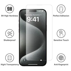 2.5D 9H ความแข็งป้องกันหน้าจอกระจกนิรภัยสําหรับ Iphone 13 14 15 Plus Pro Max ล้างป้องกันฟิล์ม