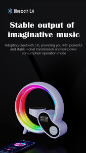Jam Alarm Multi portabel RGB LED, lampu malam pintar pengisi daya nirkabel <span class=keywords><strong>Speaker</strong></span> BT dengan Input AUX <span class=keywords><strong>Radio</strong></span> FM - Product Image 4
