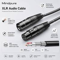 Câble de microphone équilibré Mindpure XLR mâle-femelle 3 broches OFC blindé pour enregistrement en studio, mixage, sonorisation en direct, système PA, podcast