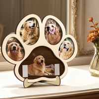 Cadre photo commémoratif pour animaux de compagnie en bois artisanal Pafu, fait main, en forme de patte, pour colliers de chat et de chien, cadeau souvenir pour les amoureux des animaux.