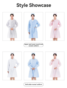 Set di Uniformi Ospedaliere Personalizzate, Camici e Tute per Personale Infermieristico con Logo, Versione <span class=keywords><strong>Sexy</strong></span> Corta Bianca per Donne - Product Image 3