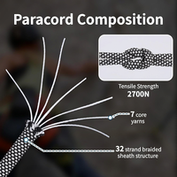 Cordon de parachute en nylon à 7 brins de 4 mm à motif diamant, corde de maintien pour le camping, la randonnée, la survie, bracelet tactique, bricolage en plein air