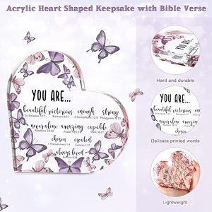 Décoration de bureau pour femmes chrétiennes inspirantes, verset biblique, prière, cœur en acrylique, inscription religieuse, cadeau d'anniversaire pour maman, sœur - Product Image 3