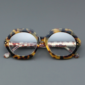 Lunettes optiques rondes vintage monture <span class=keywords><strong>grande</strong></span> <span class=keywords><strong>taille</strong></span> épaissir acétate lunettes motif solide à la mode Rivet lunettes pour hommes femmes - Product Image 6