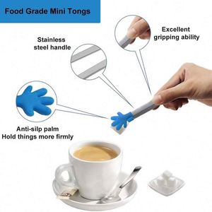 Gift Bonus Kitchen Gadets 13cm Cute Palm Stainless Steel Silicone <b>Mini</b> Sugar Tong Food Clip BBQ Party Kitchen - Product Image 2