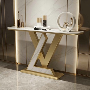 <span class=keywords><strong>Console</strong></span> d'entrée de style italien, luxe léger, avec plateau en pierre, rangement ouvert, design moderne et épuré, mobilier de maison - Product Image 2