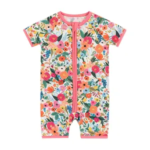 Custom Newborn Baby Infant Organic 95% Bamboo 5% Spandex Onesie Rompers Clothes Toddler Kid Pajamas Sleepwear Clothing For Baby