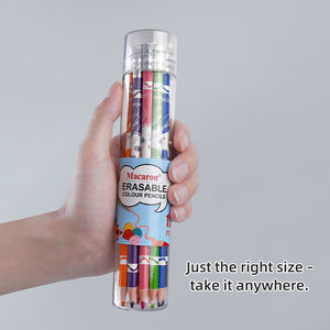 Ensemble de 12 crayons de couleur effaçables Macaron Crayons de couleur personnalisés avec gomme - Product Image 5