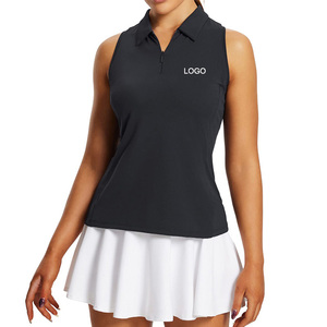 Logo personalizzato da donna abbigliamento da Golf maglietta da Tennis abbigliamento sportivo da donna maglia con apertura a Zip Polo senza maniche ad asciugatura rapida maglietta da Tennis - Product Image 1