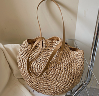 Sac fourre-tout tissé en paille écologique personnalisé pour femme avec fermeture éclair, deux poignées, sac à main léger, sac de plage à la mode, vert