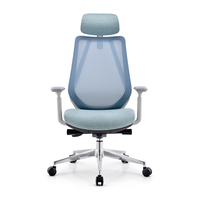 Chaise de bureau à dossier haut en maille avec base en aluminium, multi-positions réglables pour le personnel d'entreprise
