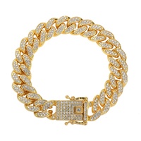 Chaîne Hip Hop de 13 mm de largeur en alliage de zinc et collier cubain entièrement serti de diamants en stock