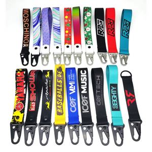 Custom Printed logo Woven Lanyard Nylon Jacquard Keychain Short Wrist Lanyard with Eagle Mouth <b>Hook</b> - Product Image 4