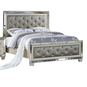 Luxury Modern Bedroom Furniture Diamond Crystal Wooden <b>Bed</b> Frame Adjustable <b>Convertible</b> Double Kingsize <b>Bed</b> Mirrored - Product Image 4