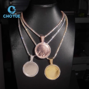 Buss Down 40MM Customized Iced Out Pendant Moissanite Hip Hop Jewelry VVS1 Moissanite Photo Pendant Necklace - Product Image 1