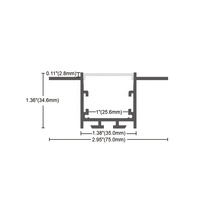 75x34.6MM pour le plafond, profilé Alu, boîtier de canal encastré, cloison sèche Architectural, plâtre mural en Aluminium LED